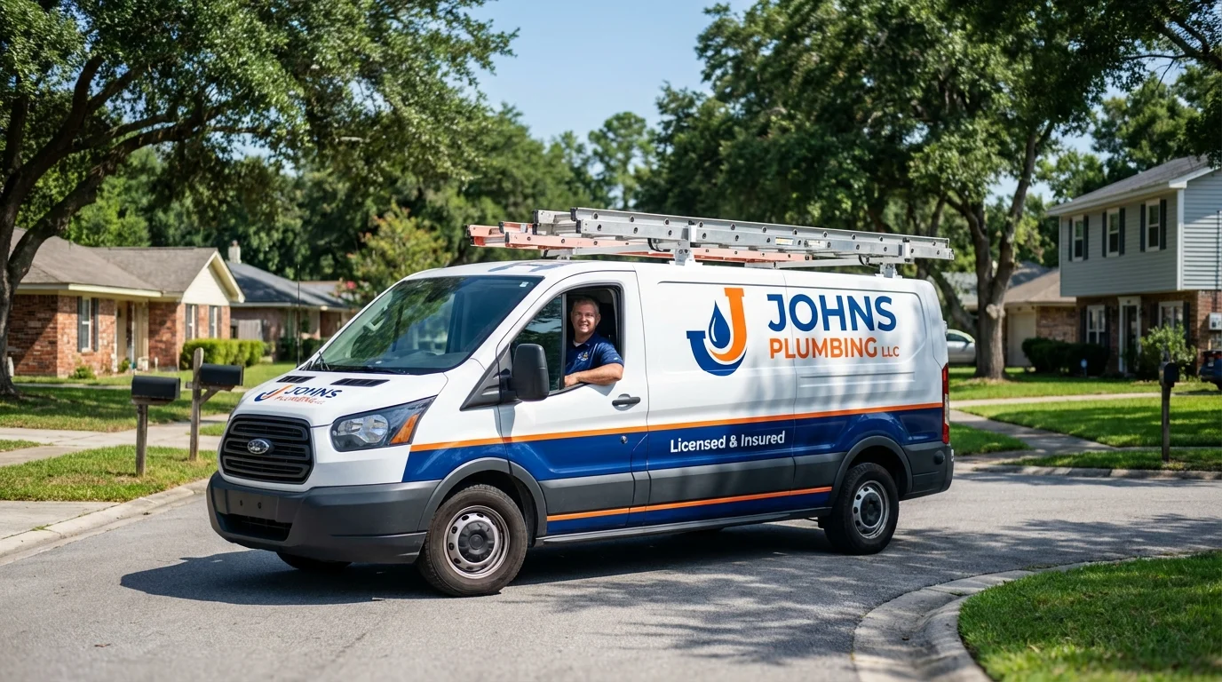 Johns Plumbing LLC service van in Hartford, AL