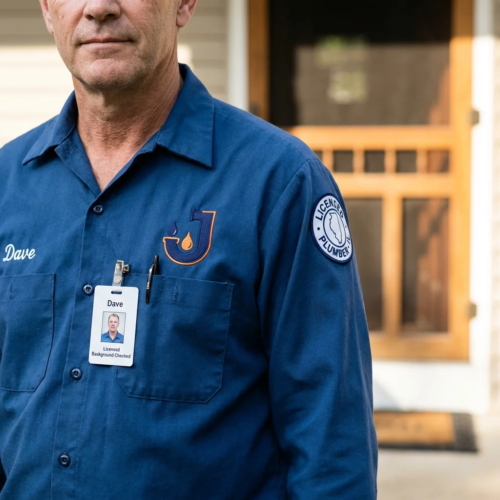 Licensed plumber showing ID badge in Hartford, AL