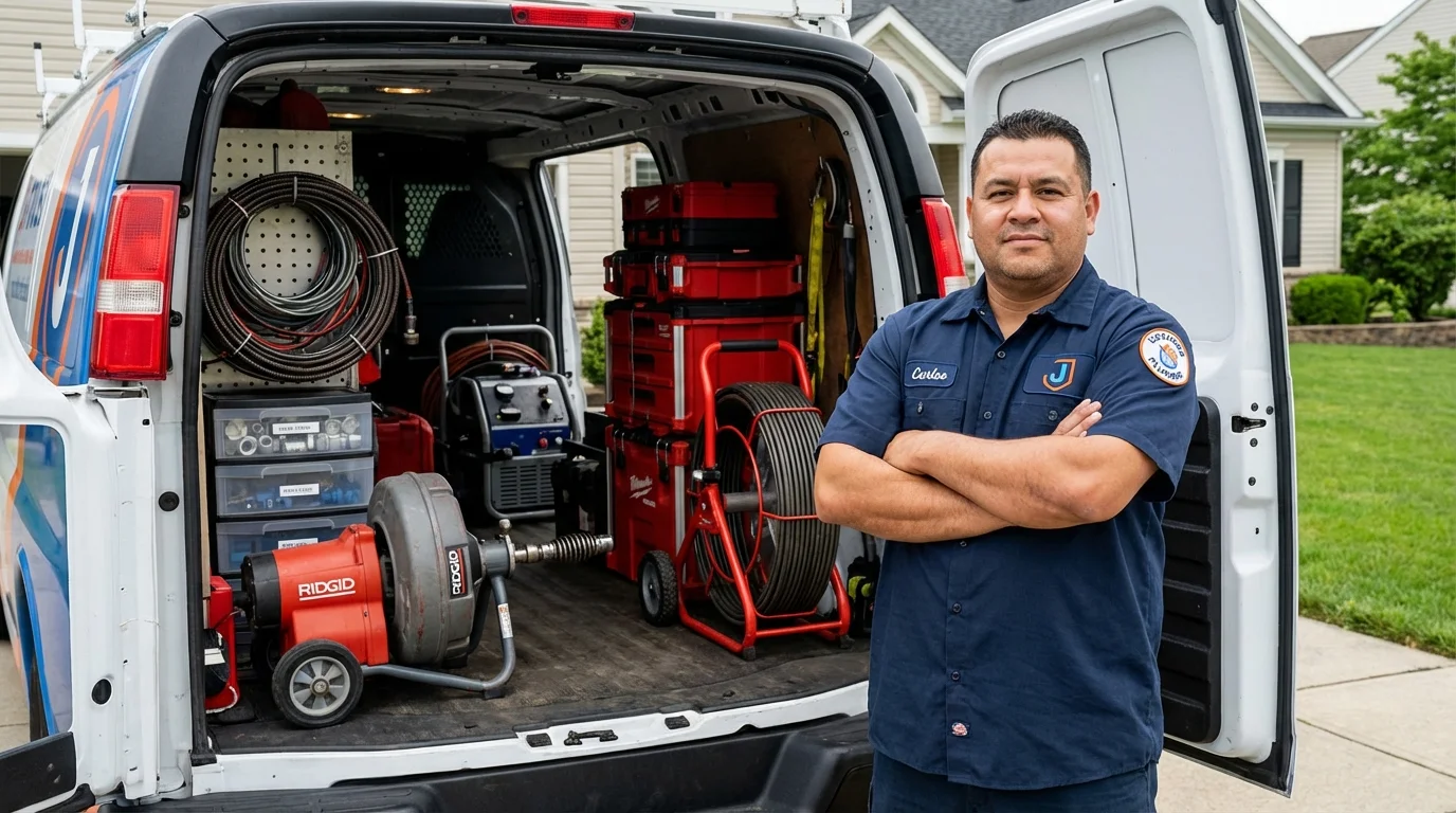 Professional drain cleaning equipment and Johns Plumbing LLC plumber in Hartford
