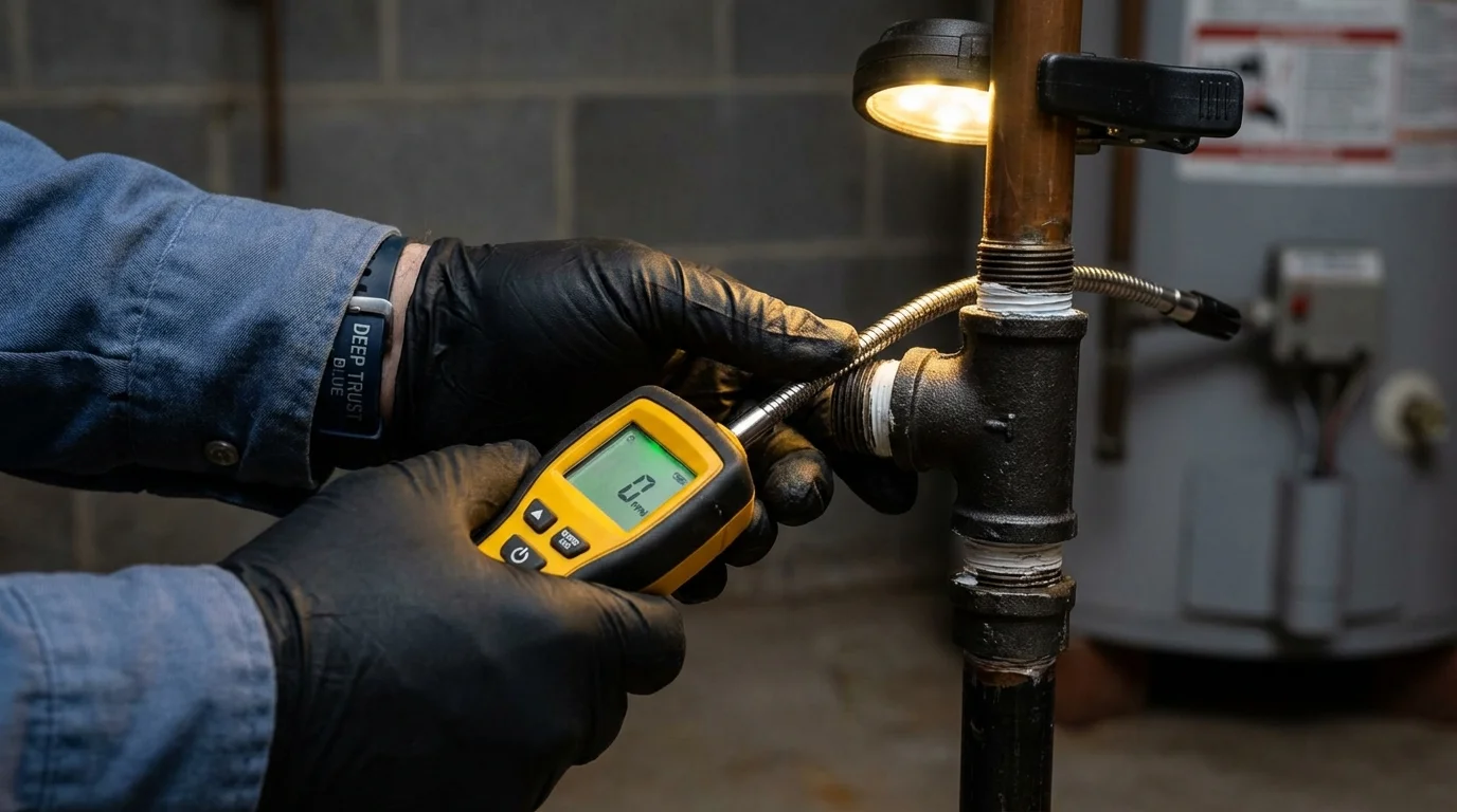 Gas leak detection with electronic sniffer by Johns Plumbing LLC in Hartford