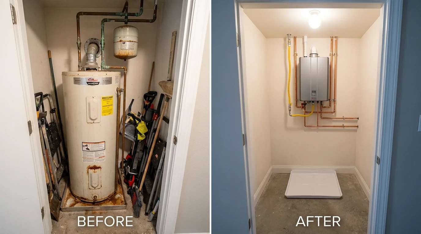 Tank water heater versus wall-mounted tankless unit comparison for Hartford, AL homeowners